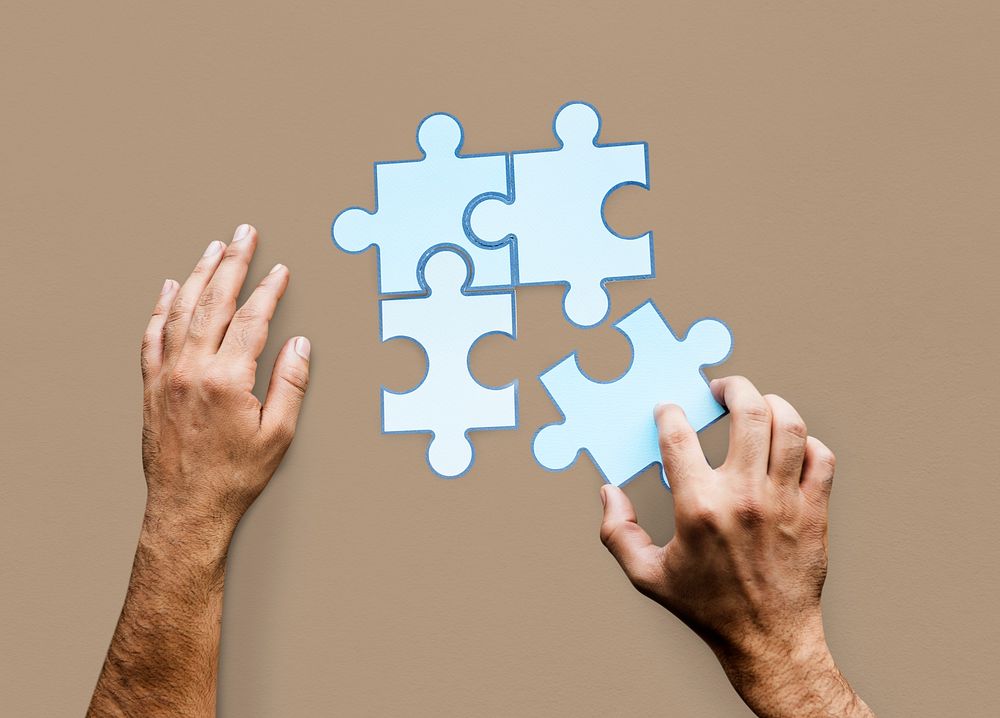 Hands Jigsaw Puzzle Together Partnership Teamwork
