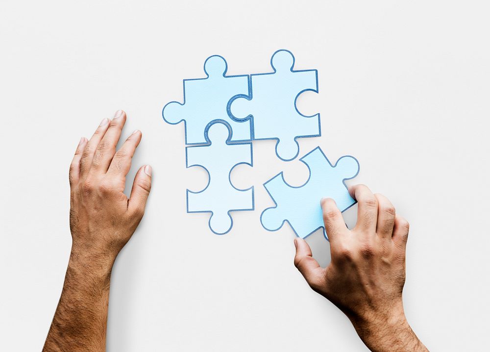 Hands Jigsaw Puzzle Together Partnership Teamwork