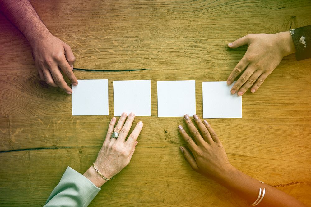 Diverse People Hands Show Blank Paper