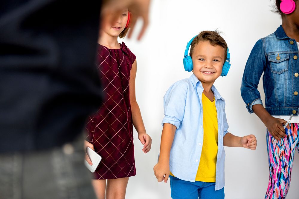 Children Listening to Music Studio Concept