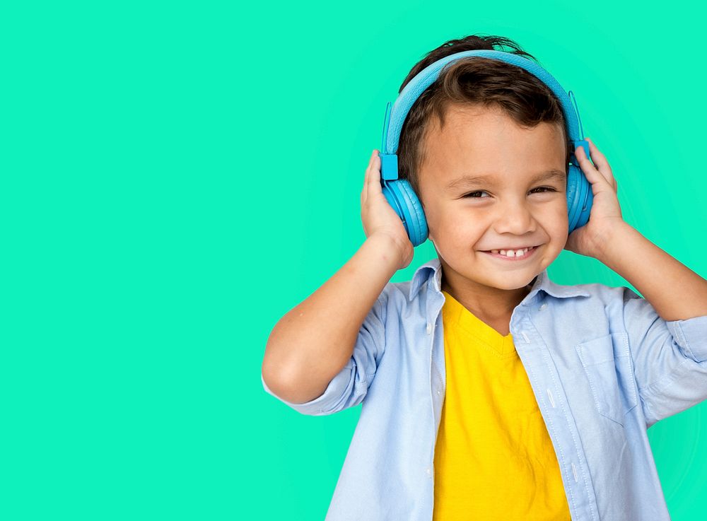 Boy Listening Music Studio Concept