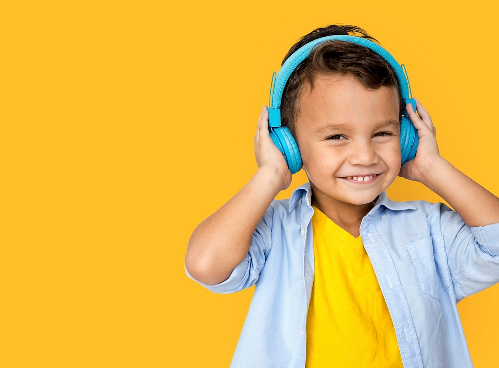 Boy Listening Music Studio Concept