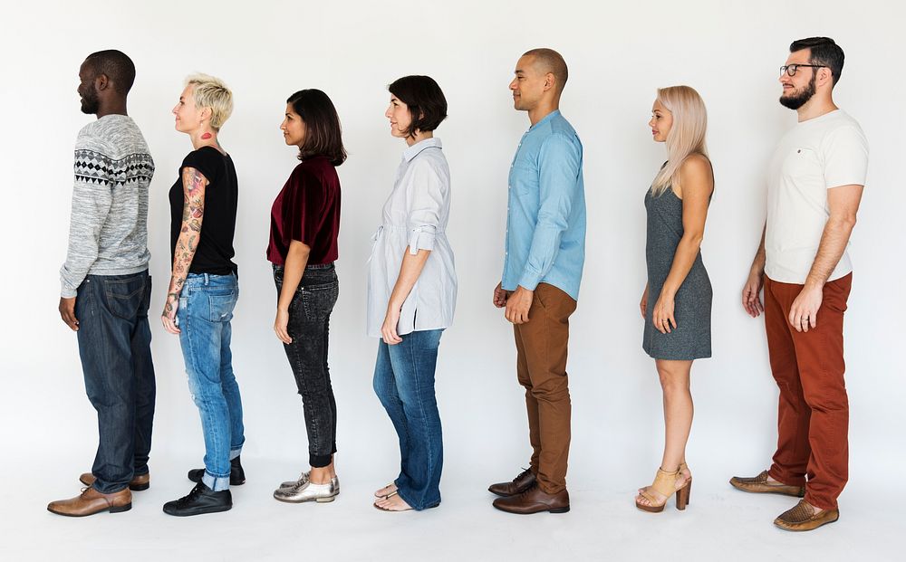 Group of Diverse People Side Standing Studio