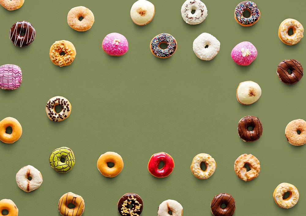 Varities of donut flavor with copy space