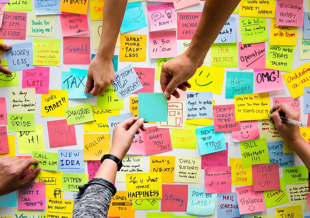 Sticky notes with messages and reminders