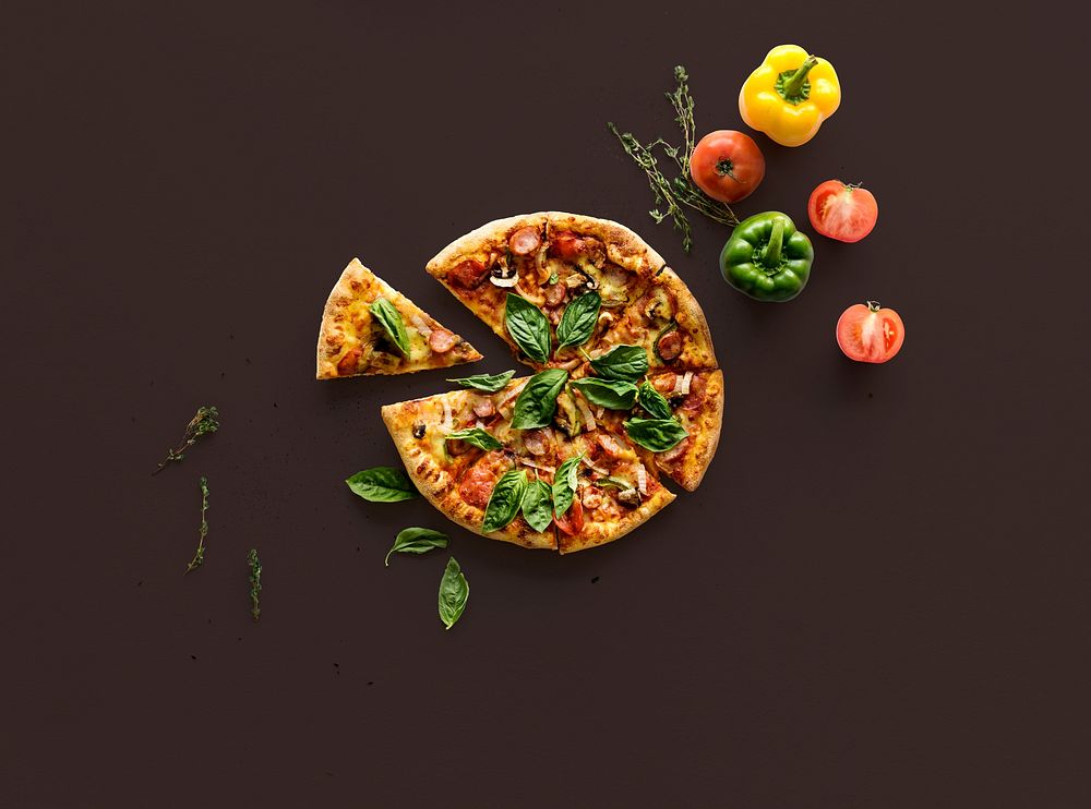Slice of a whole italian cuisine pizza pan