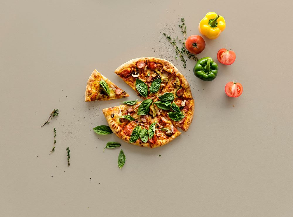 Slice of a whole italian cuisine pizza pan