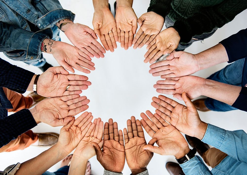 Diversity hands team unity together