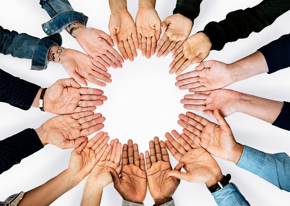 Diversity hands team unity together