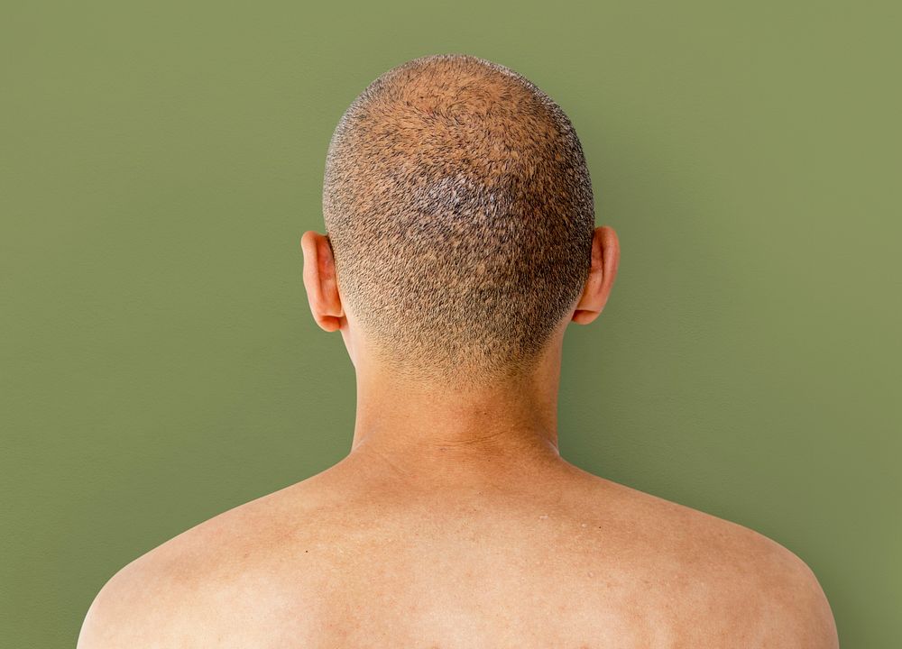 A Man Back View with Skinhead