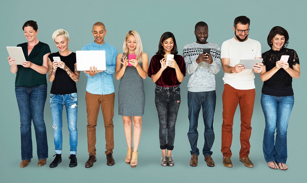 Group of Diverse People Using Digital Devices