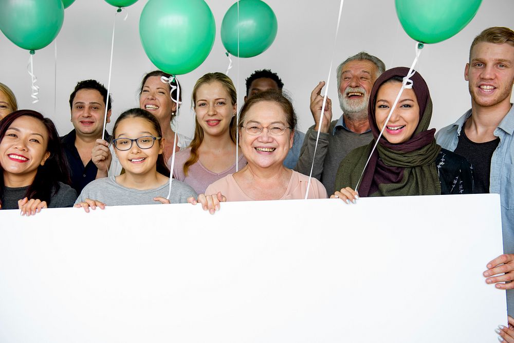 Group of Diverse People with Party Balloons