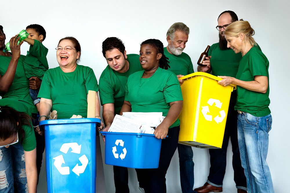 People supporting recycling and the environment