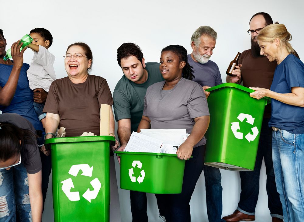 People supporting recycling and the environment