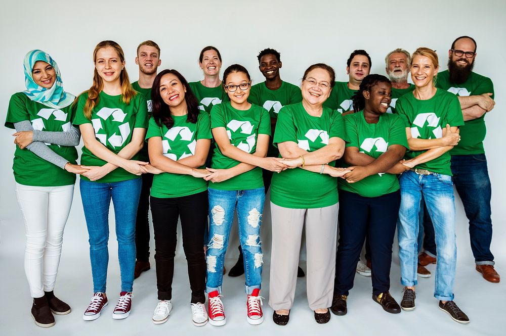 Diverse Group of People with Recycle Symbol