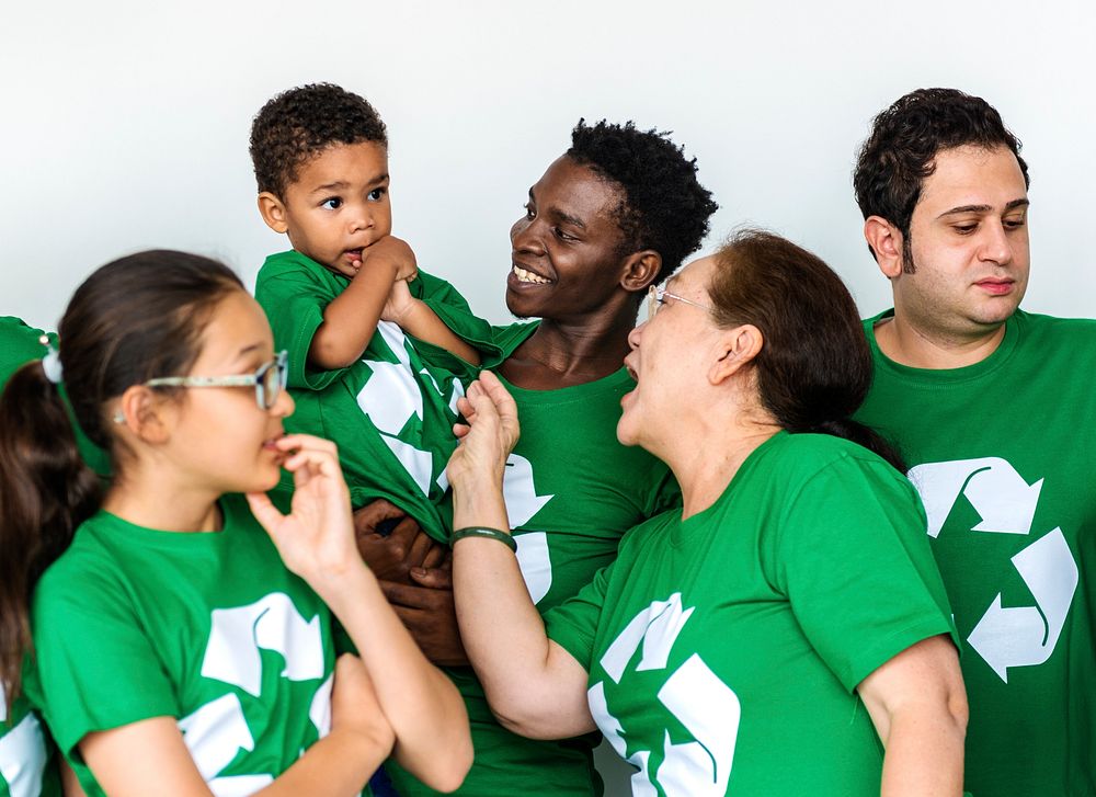 Diverse Group of People with Recycle Symbol