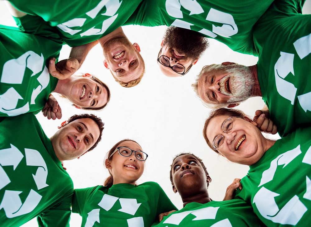 Diverse Group of People with Recycle Symbol