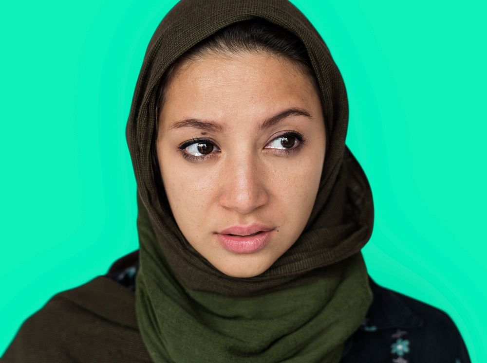 Portrait of a muslim woman with teary eyes