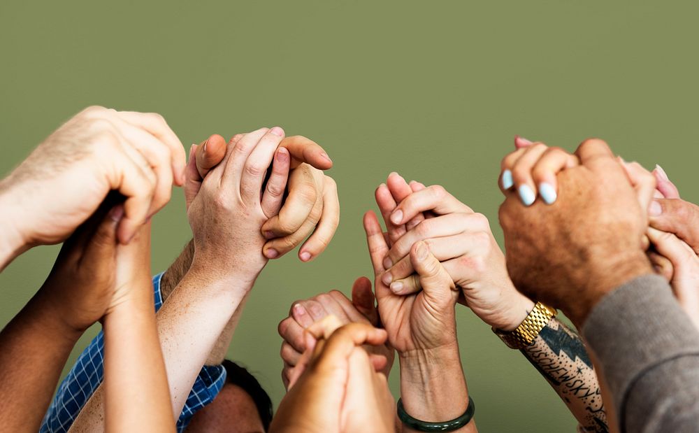 Group of Diverse People Hands Together Teamwork Cooperation