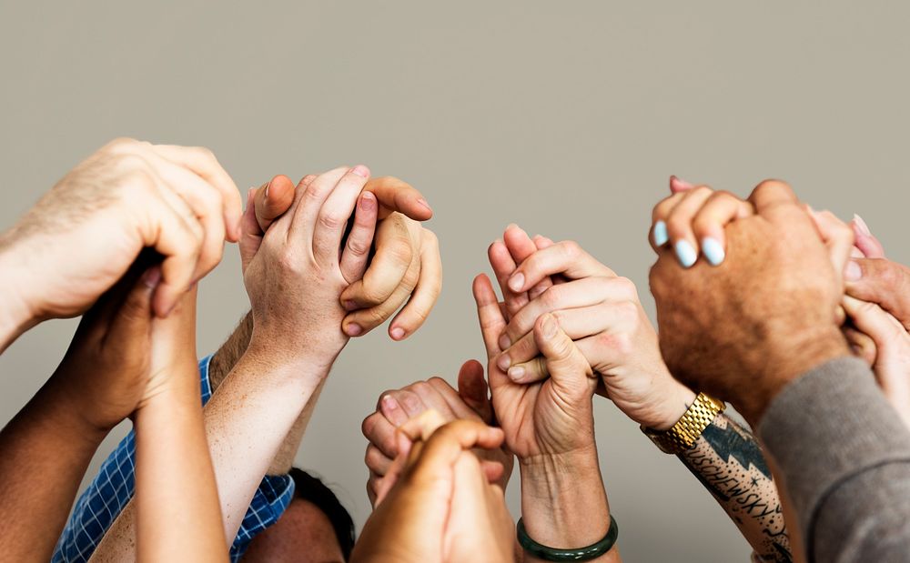 Group of Diverse People Hands Together Teamwork Cooperation