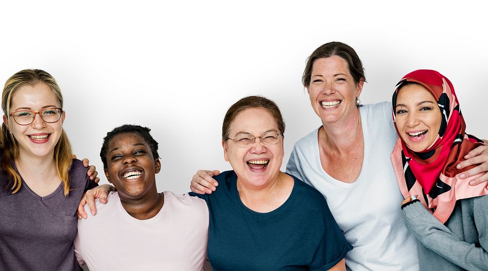 Group of cheerful diverse women