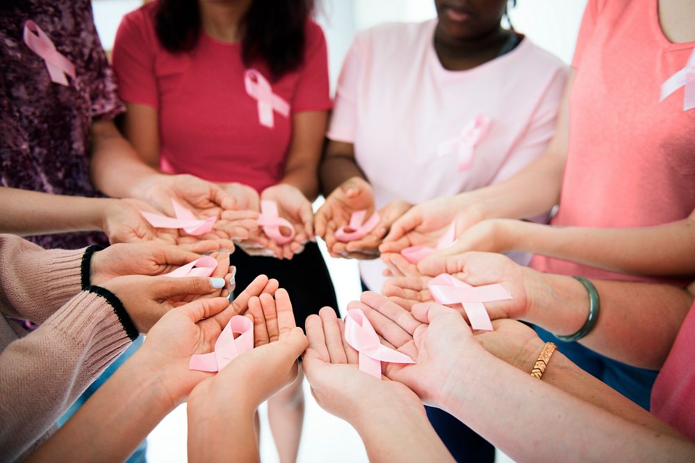 Women promoting breast cancer awareness