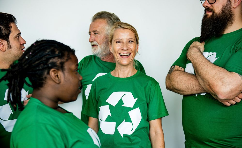 Group of Diverse People Wearing Environment Sign Shirt