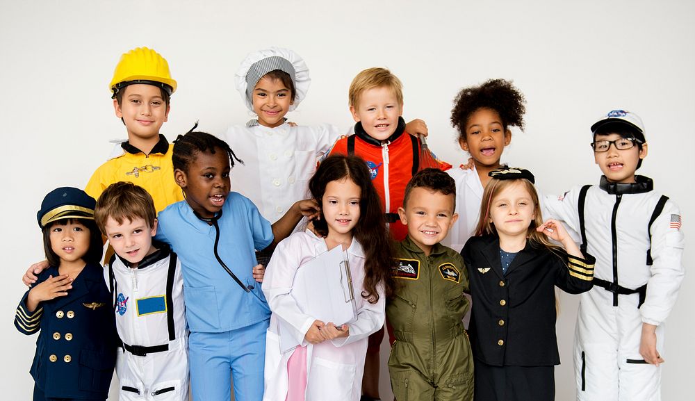 Group of kids with career uniform dream occupation