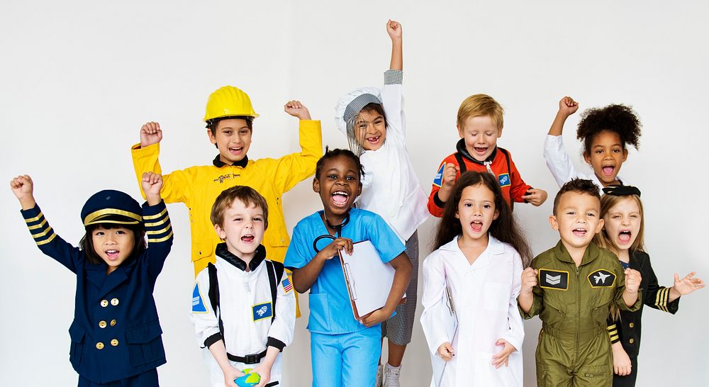 Children in group posing for photoshoot