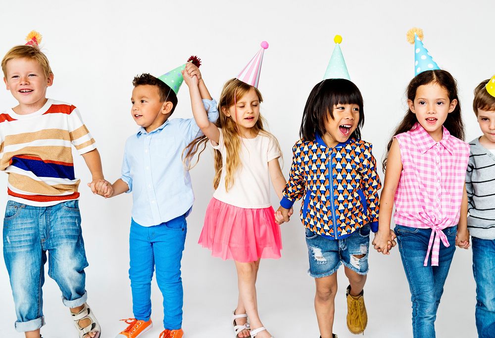 Children in group posing for photoshoot