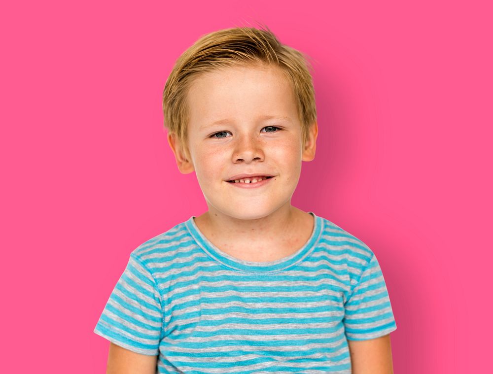 Little Boy Smiling Face Expression Studio Portrait