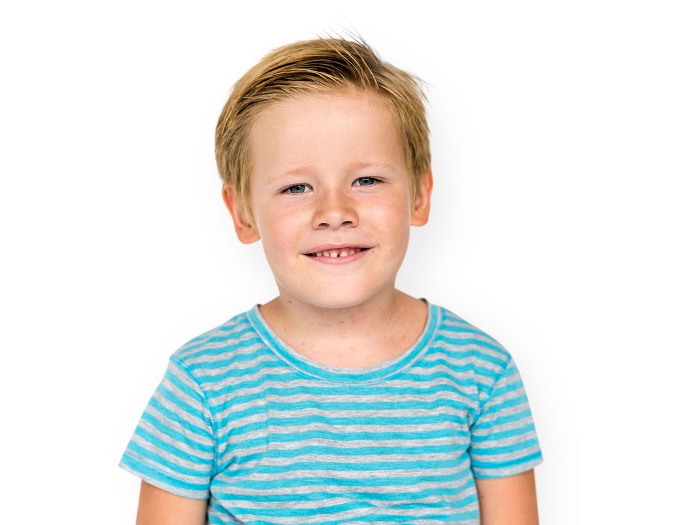 Little Boy Smiling Face Expression Studio Portrait