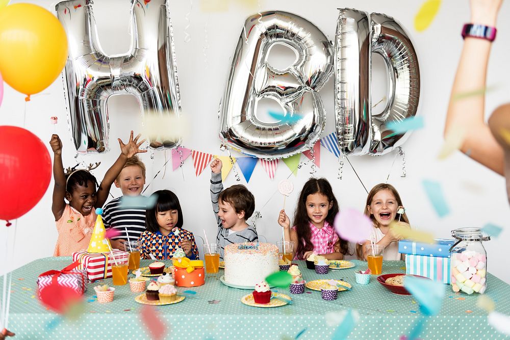 Group of kids celebrate birthday party together