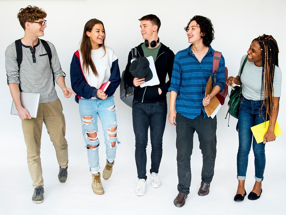 Diverse group of teenagers shoot 