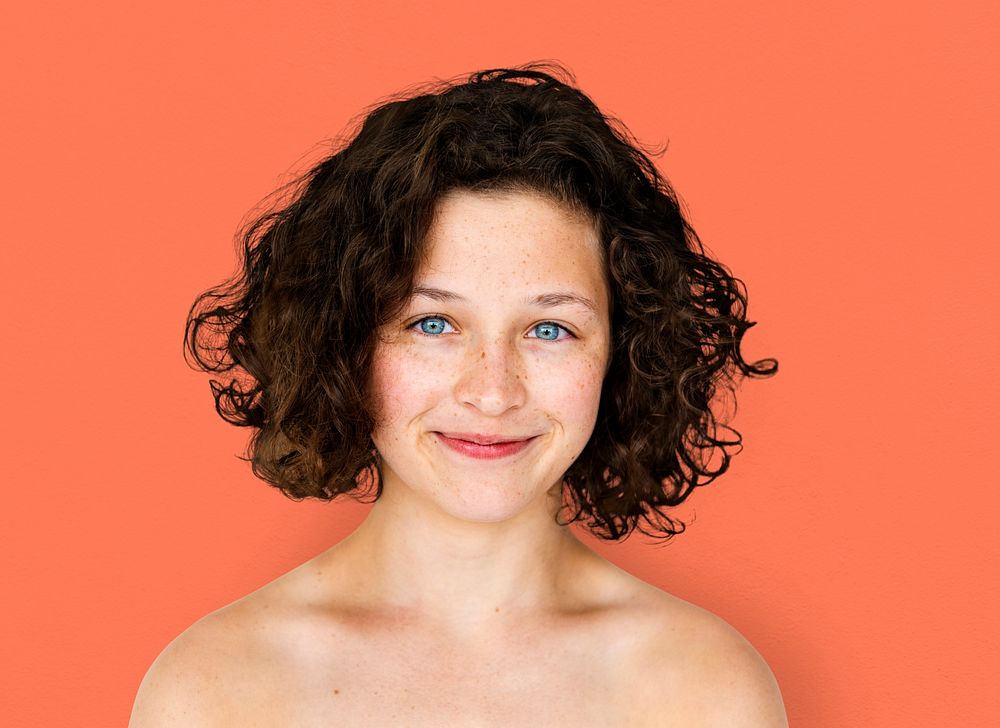 Young Adult Woman Topless Studio Portrait