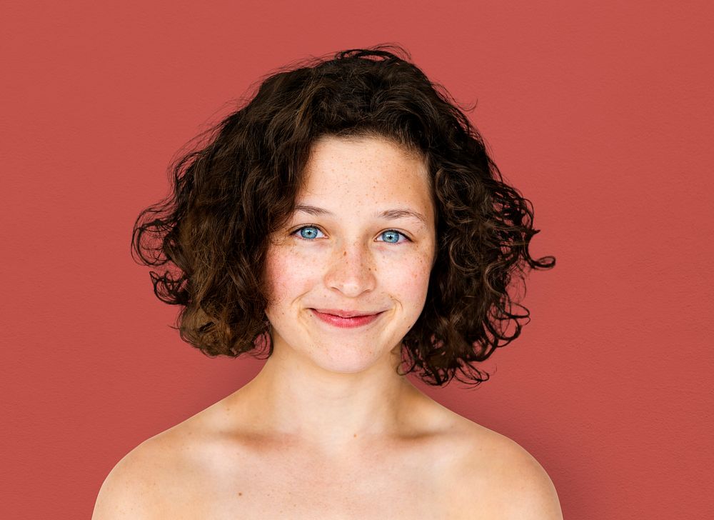 Young Adult Woman Topless Studio Portrait