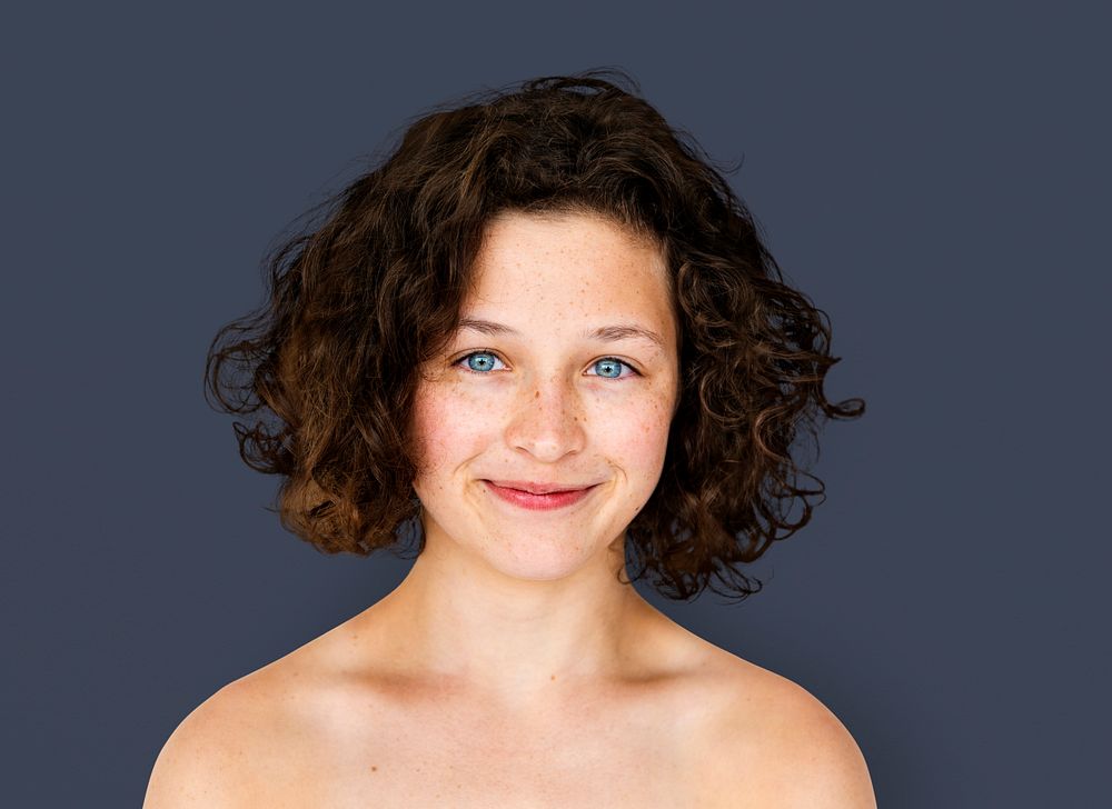 Young Adult Woman Topless Studio Portrait