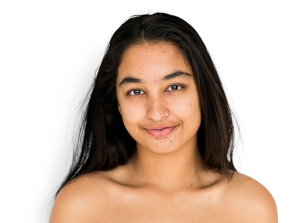 Young Adult Woman Topless Studio Portrait