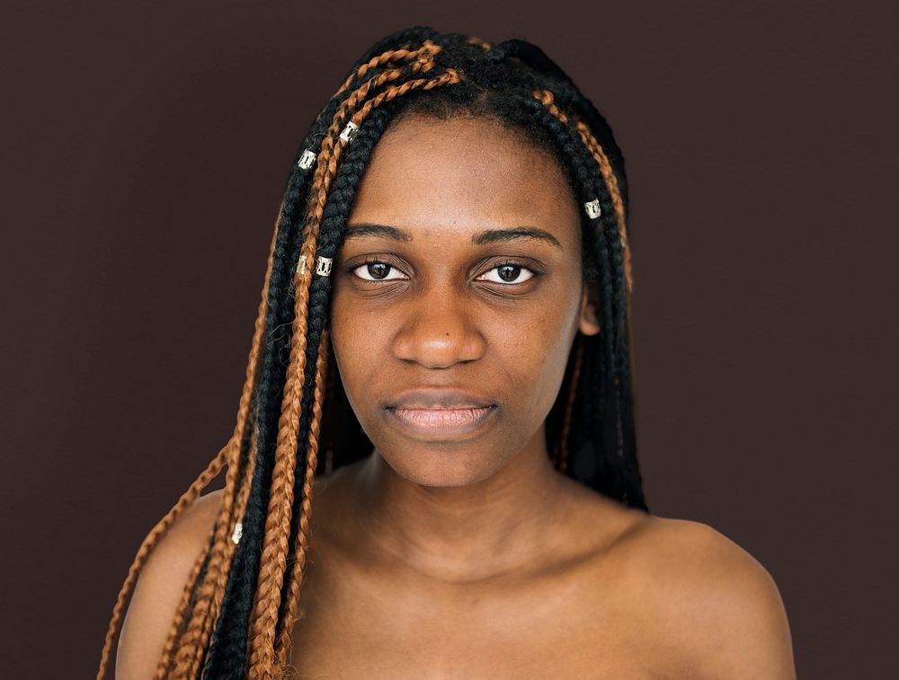 Young Adult Woman with Serene Face Studio Portrait