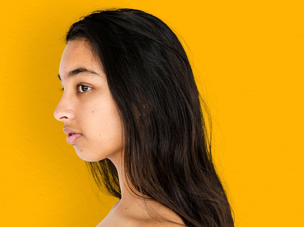 Young Adult Woman Topless Studio Portrait