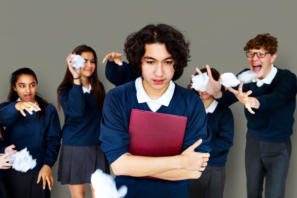 Group of Diverse Students Bullying Studio Portrait