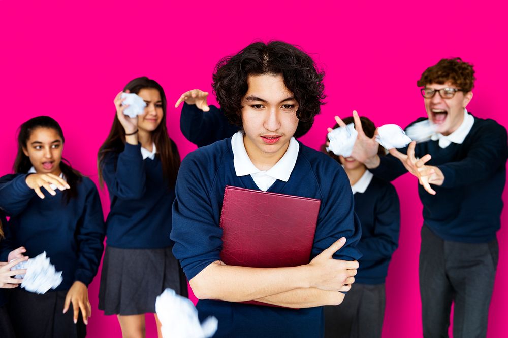 Group of Diverse Students Bullying Studio Portrait