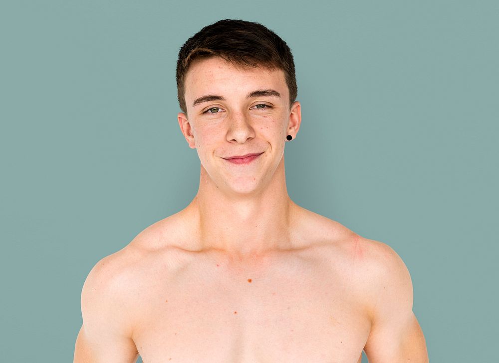 Young Adult Man Shirtless Studio Portrait