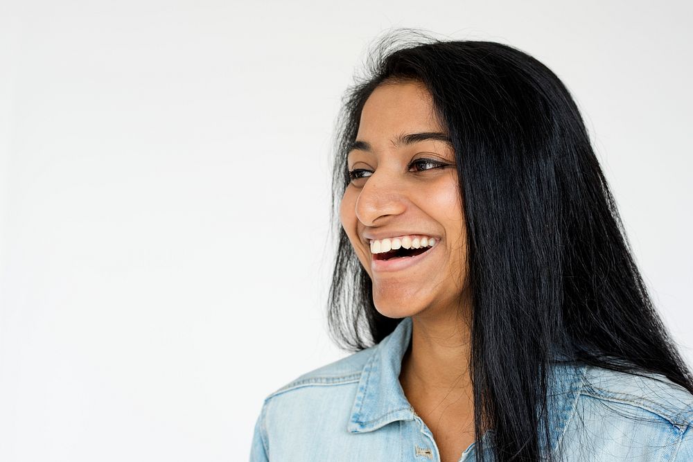 Indian girl smiling casual studio portrait