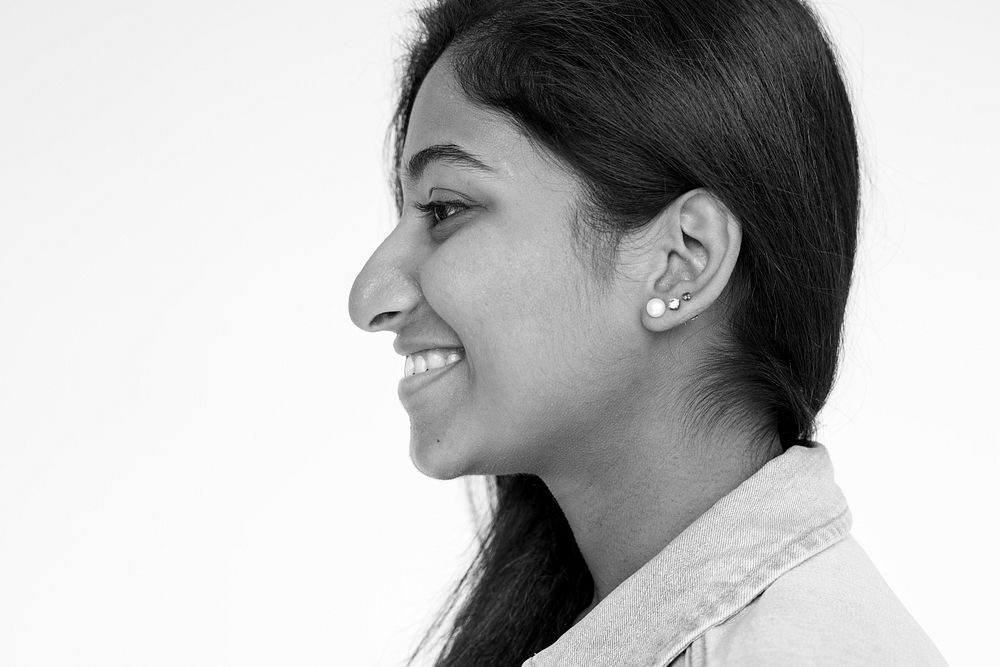 Woman doing close up photoshoot in studio