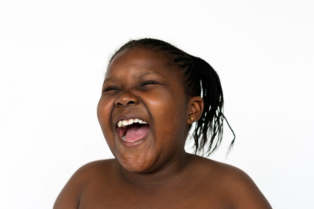African girl laughing cheerful face expression