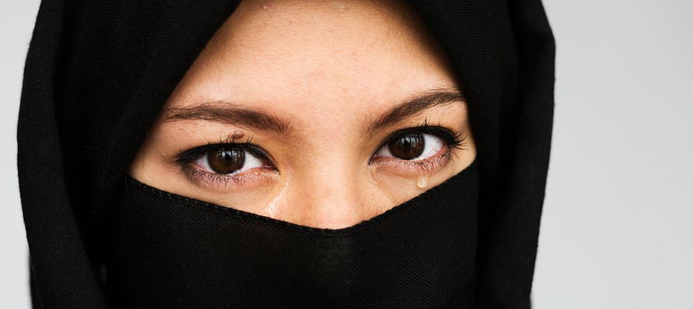 Arabic muslim woman portrait studio shoot