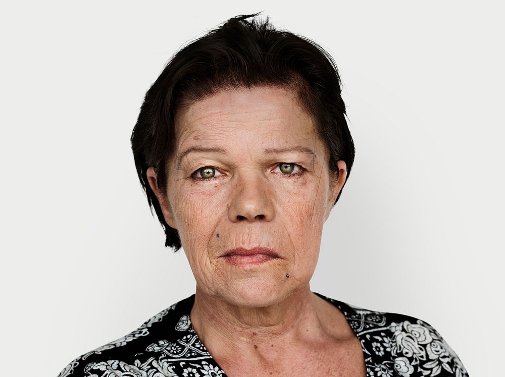 Senior woman portrait staring face