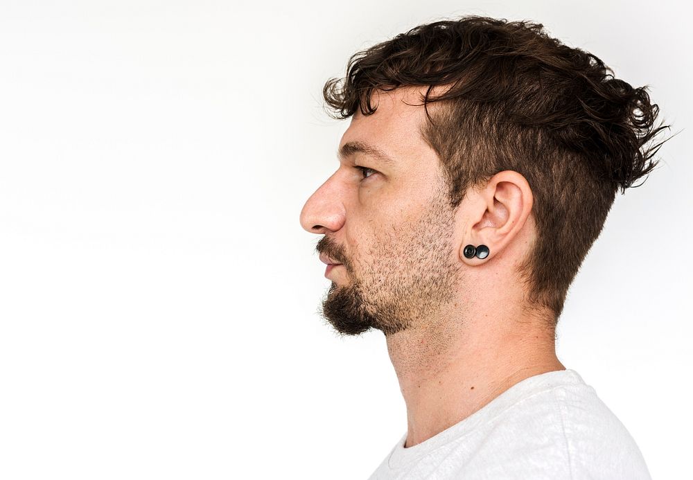 Man photoshooting in studio close up photograph