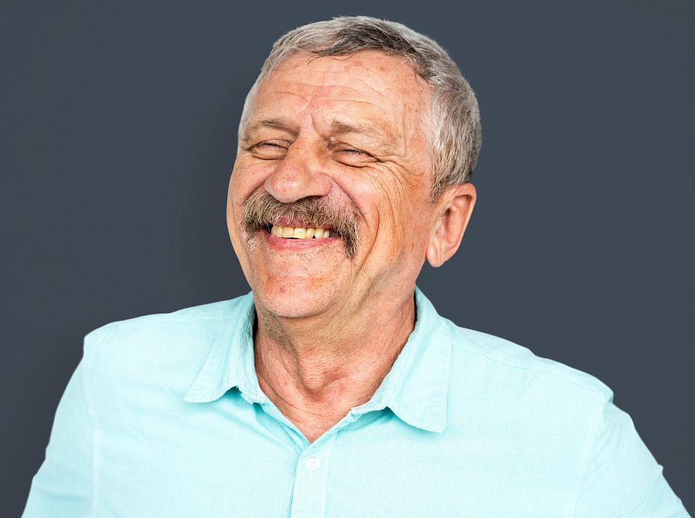 Senior Adult Man Face Smile Expression Studio Portrait